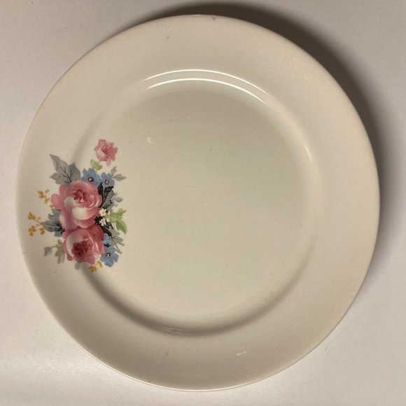 Vintage Dinner Plates (2) 9 Inches with Pink & Blue Flowers / Roses - Picture 2 of 16